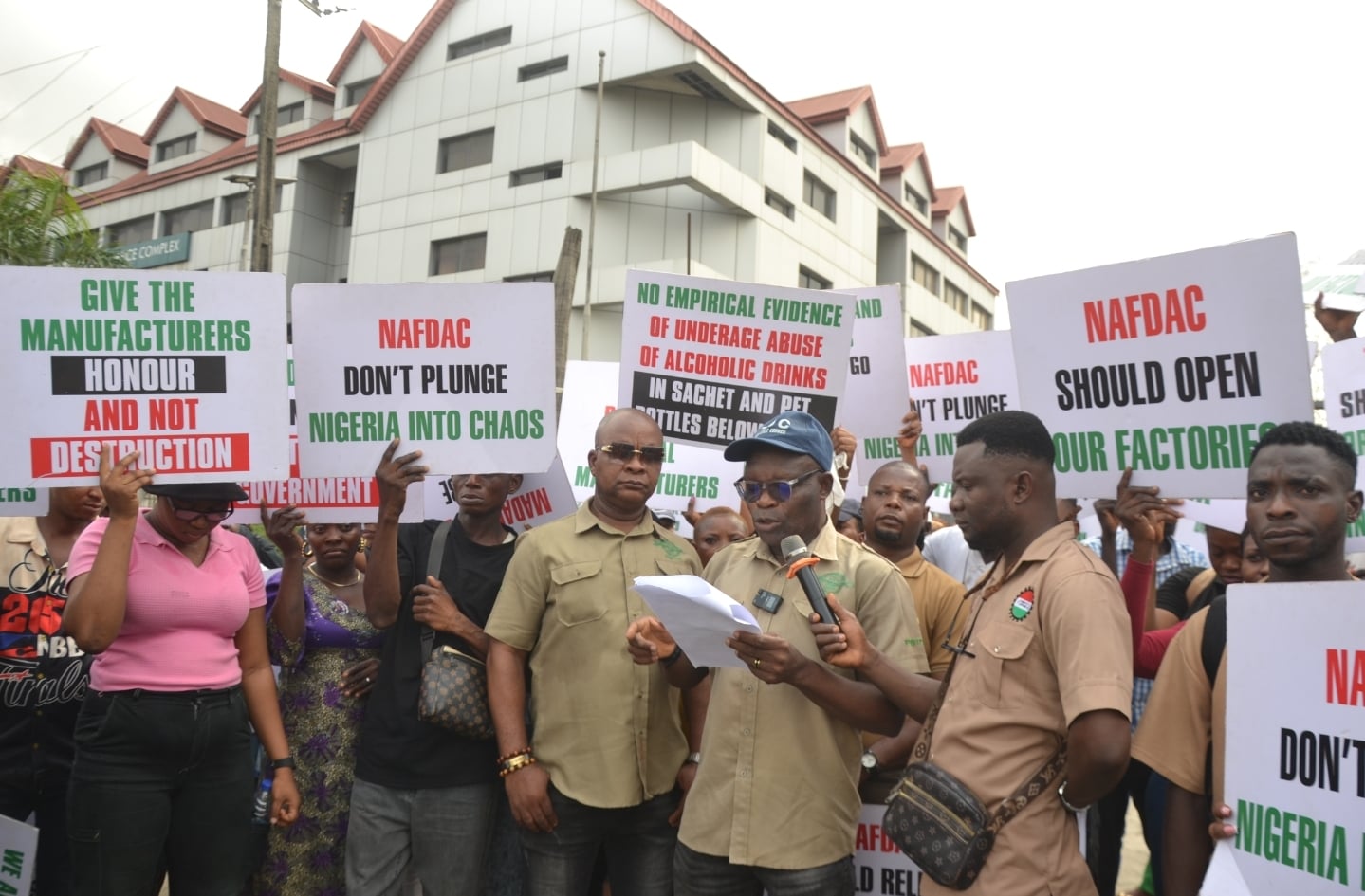 Unions Barricade NAFDAC Lagos Office Over Sachet Alcohol Ban